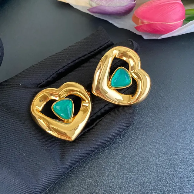 Saint Laurent Ami de Coeur boucles d'oreilles cœur turquoise 7