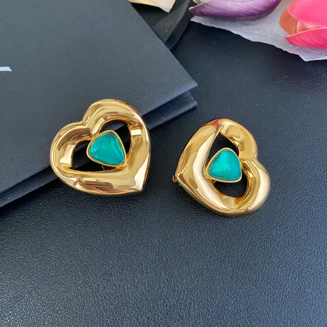 Saint Laurent Ami de Coeur boucles d'oreilles cœur turquoise 9