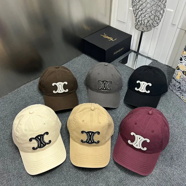 Saint Laurent Brown Beige Embroidered Monogram Six-Panel Construction Baseball Cap 3