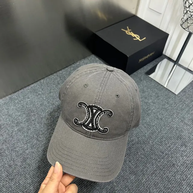 Saint Laurent Brown Beige Embroidered Monogram Six-Panel Construction Baseball Cap 7