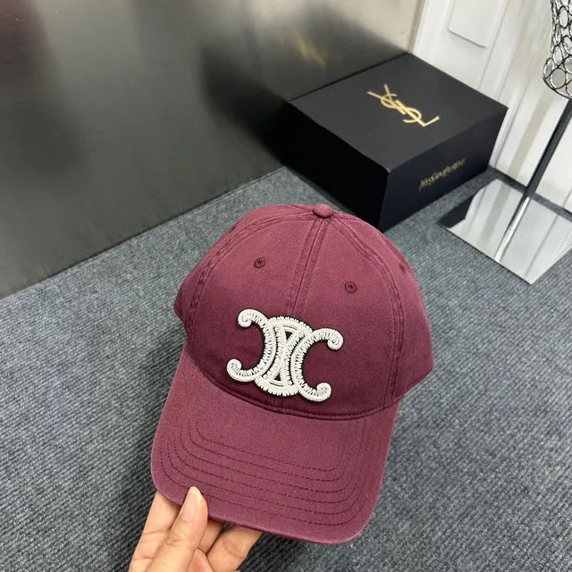 Saint Laurent Brown Beige Embroidered Monogram Six-Panel Construction Baseball Cap 8