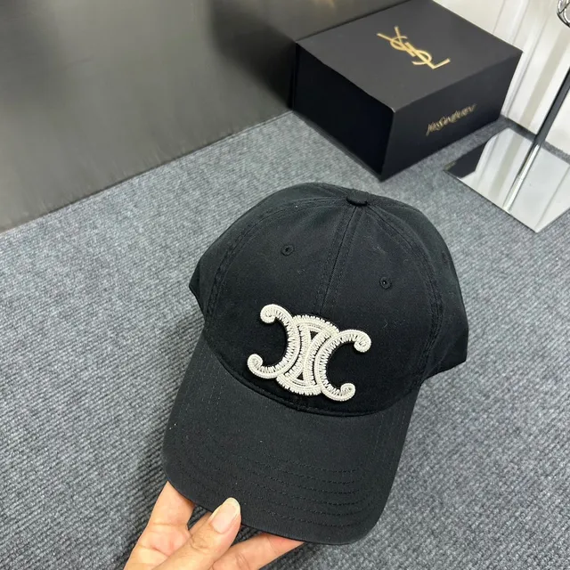 Saint Laurent Brown Beige Embroidered Monogram Six-Panel Construction Baseball Cap 9