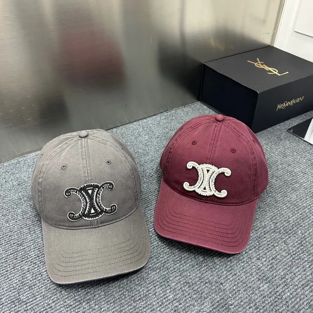 Saint Laurent Brown Beige Embroidered Monogram Six-Panel Construction Baseball Cap 11