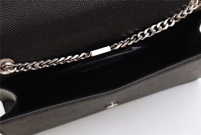 Saint Laurent Kate Black Structured Flap Front Embossed Monogram Chain Bag 2