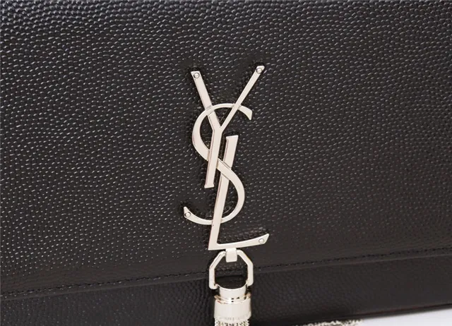 Saint Laurent Kate Black Structured Flap Front Embossed Monogram Chain Bag 4
