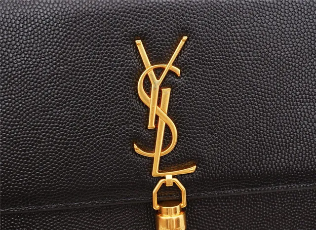 Saint Laurent Kate Black Structured Flap Front Embossed Monogram Chain Bag 13