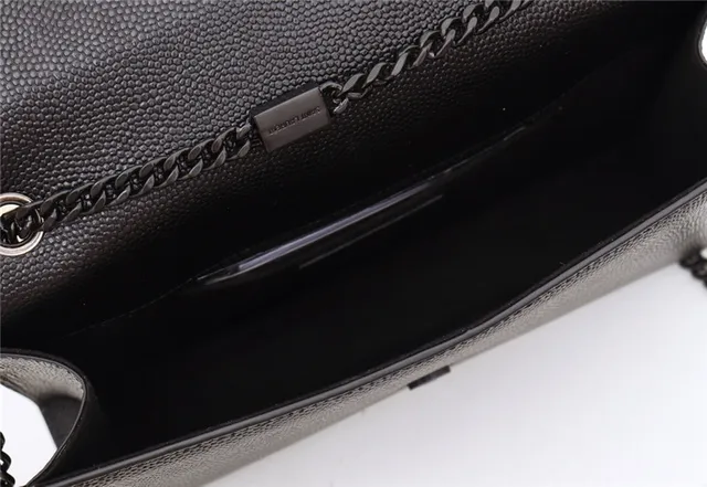 Saint Laurent Kate Black Structured Flap Front Embossed Monogram Chain Bag 19