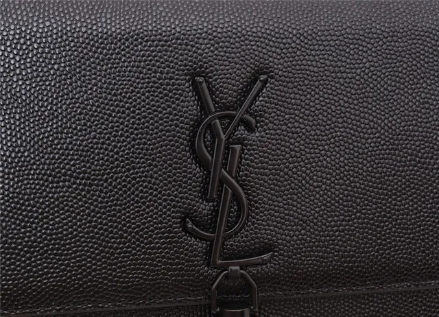 Saint Laurent Kate Black Structured Flap Front Embossed Monogram Chain Bag 21