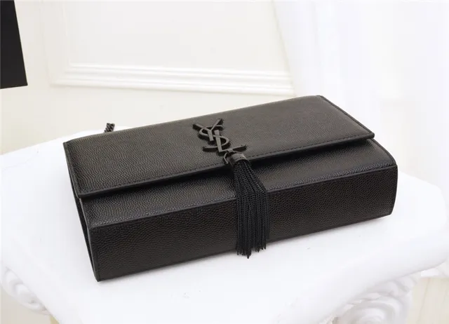 Saint Laurent Kate Black Structured Flap Front Embossed Monogram Chain Bag 22