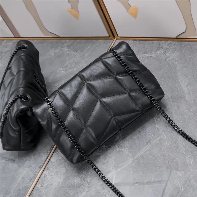 Saint Laurent Loulou Beige Gold Quilted Diamond Stitching Envelope Flap Chain Bag 8