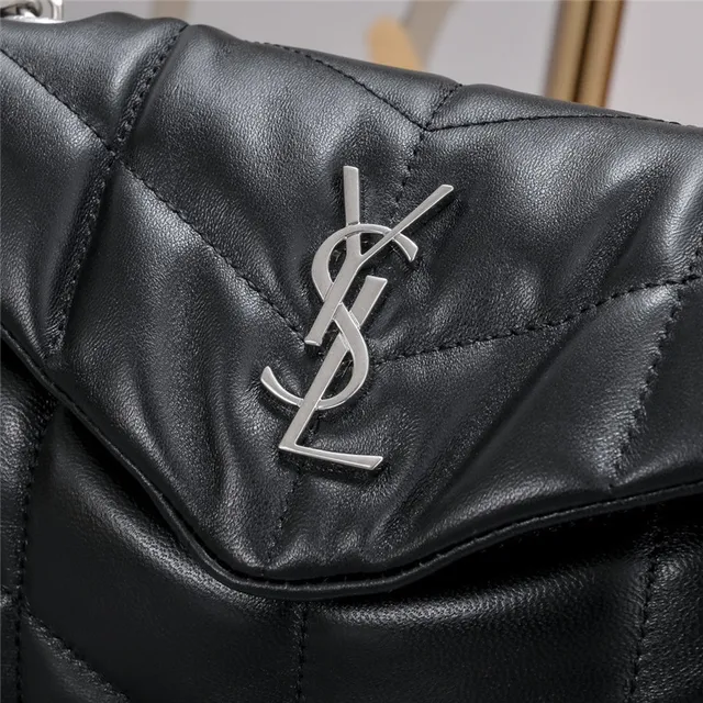 Saint Laurent Loulou Beige Gold Quilted Diamond Stitching Envelope Flap Chain Bag 17