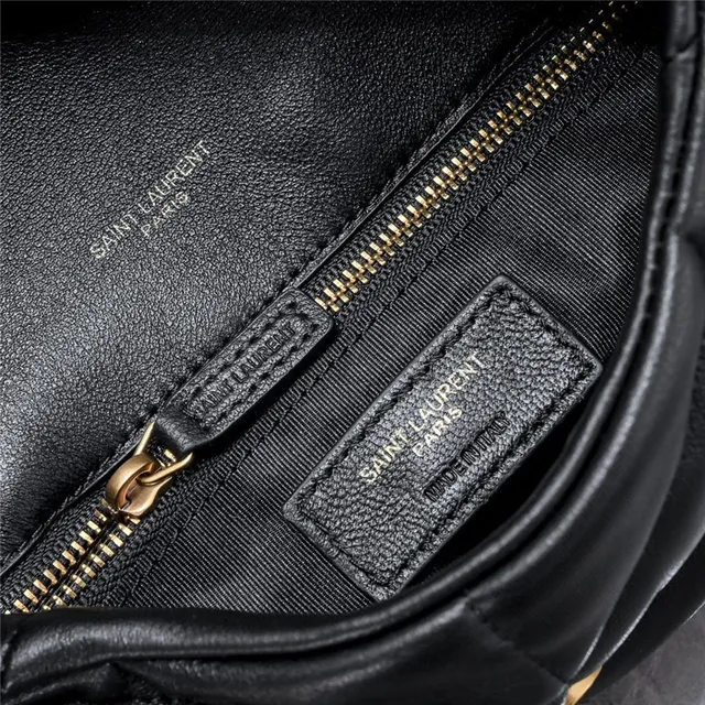Saint Laurent Loulou Beige Gold Quilted Diamond Stitching Envelope Flap Chain Bag 21