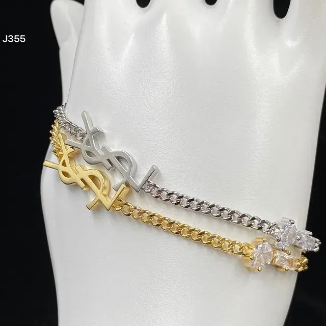 سوار Saint Laurent Monogram سلسلة فضة وذهب تشارم 2