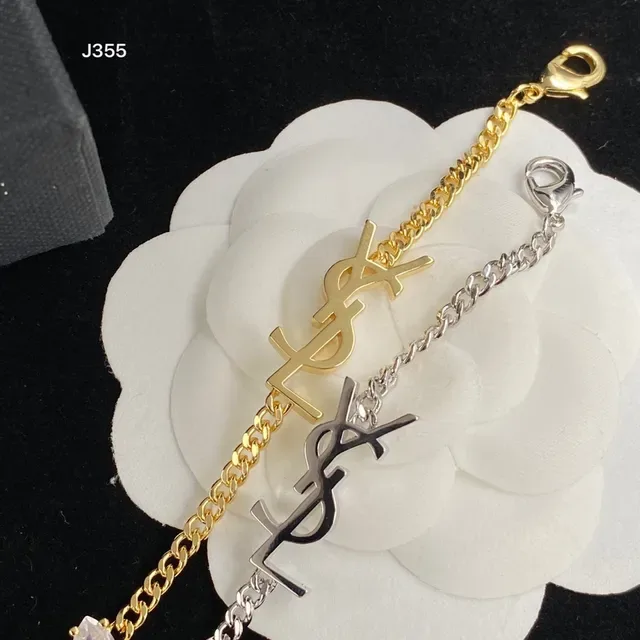 سوار Saint Laurent Monogram سلسلة فضة وذهب تشارم 3