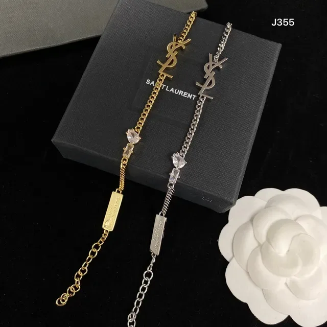 سوار Saint Laurent Monogram سلسلة فضة وذهب تشارم 4