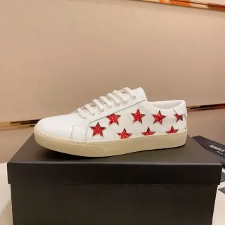 Saint Laurent Star-Embellished White Leather Lifestyle Sneakers