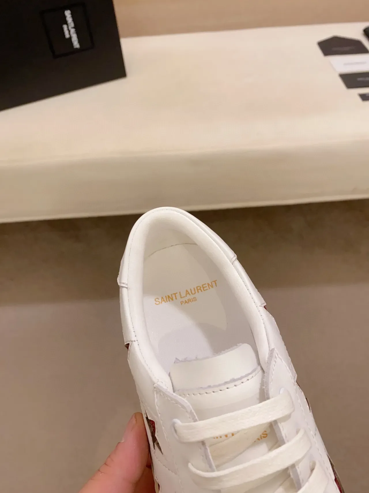 Saint Laurent Star-Embellished White Leather Lifestyle Sneakers 4