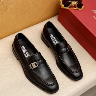 Salvatore Ferragamo Gancini Loafer Black Leather Horsebit Buckle Loafers
