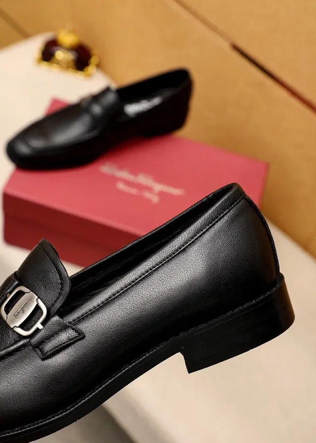 Salvatore Ferragamo Gancini Loafer Black Leather Horsebit Buckle Loafers 4