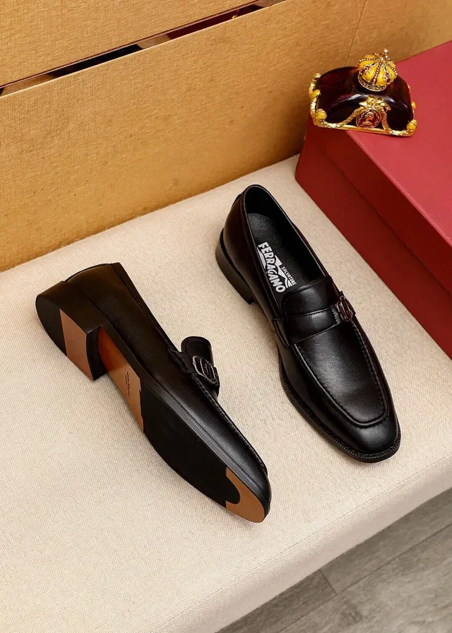 Salvatore Ferragamo Gancini Loafer Black Leather Horsebit Buckle Loafers 8