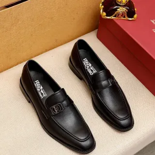 Salvatore Ferragamo Gancini Loafer Black Leather Loafers