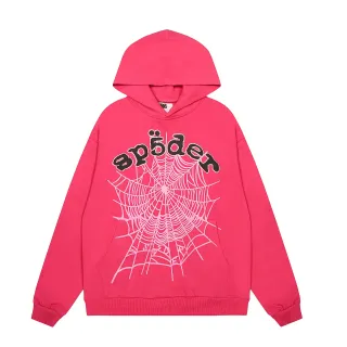 Sp5der Spiderweb Graphic Pink Hoodie