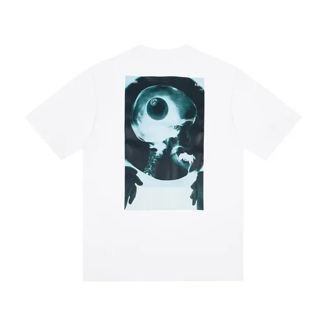 Stussy 8-Ball White Black Graphic Tee Front Chest Logo T-Shirt 3