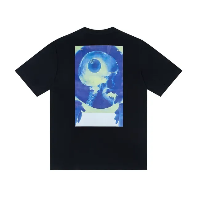 Stussy 8-Ball White Black Graphic Tee Front Chest Logo T-Shirt 5