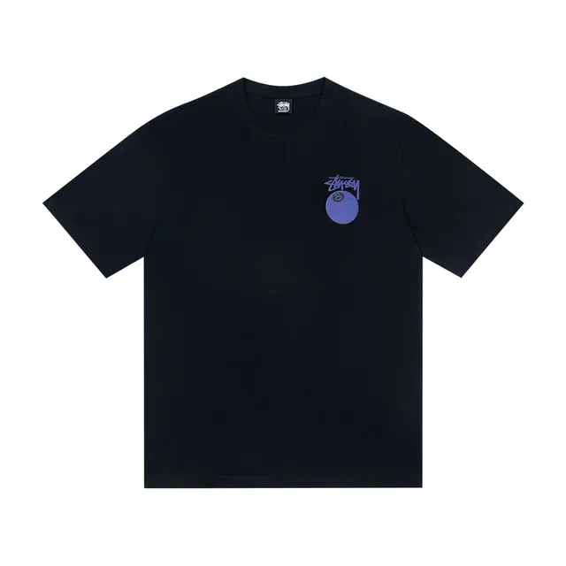 Stussy 8-Ball White Black Graphic Tee Front Chest Logo T-Shirt 6