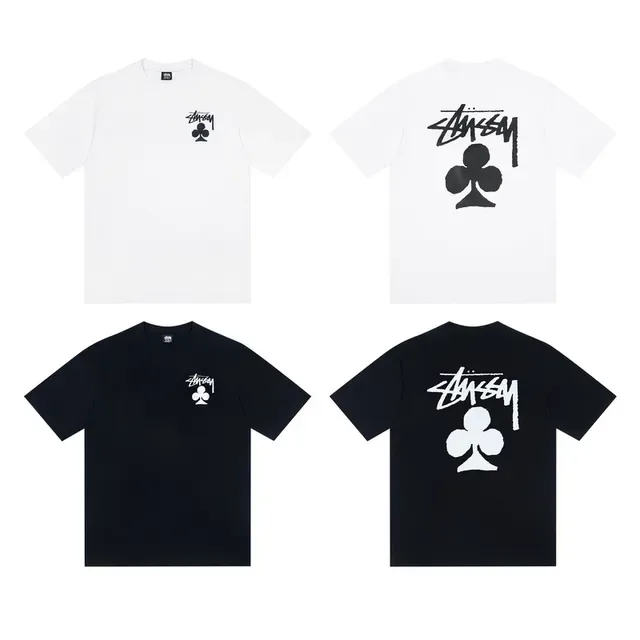 Stussy White Black Graphic Print Crew Neck T-Shirt 2