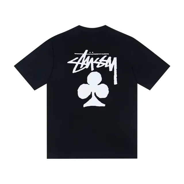 Stussy White Black Graphic Print Crew Neck T-Shirt 5
