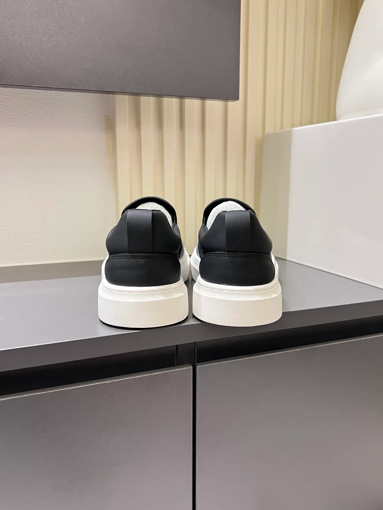 Supreme Slip-On Monogram Knit Gray Black White Lifestyle Sneakers 2