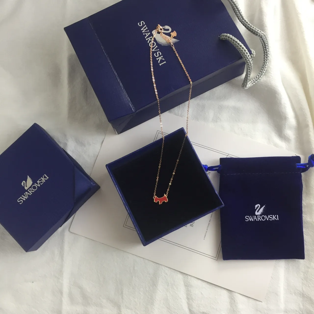 Swarovski Red Enamel Dog Charm Rose-Gold Chain Necklace 3