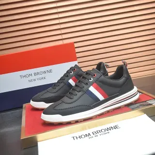 Thom Browne Black Multicolor Leather Upper Signature Red-White-Blue Stripe Lifestyle Sneakers