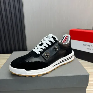 Thom Browne Button Strap Black Suede and Leather Lifestyle Sneaker