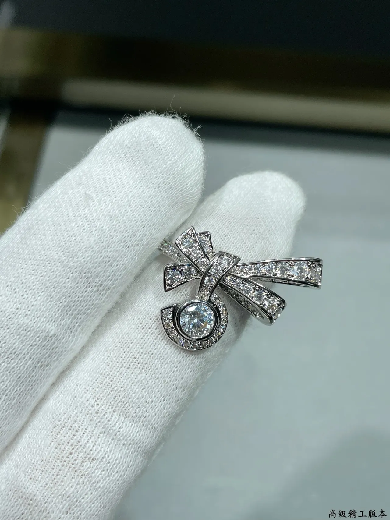 Tiffany & Co. Bow Pavé Diamond Halo Brooch 5