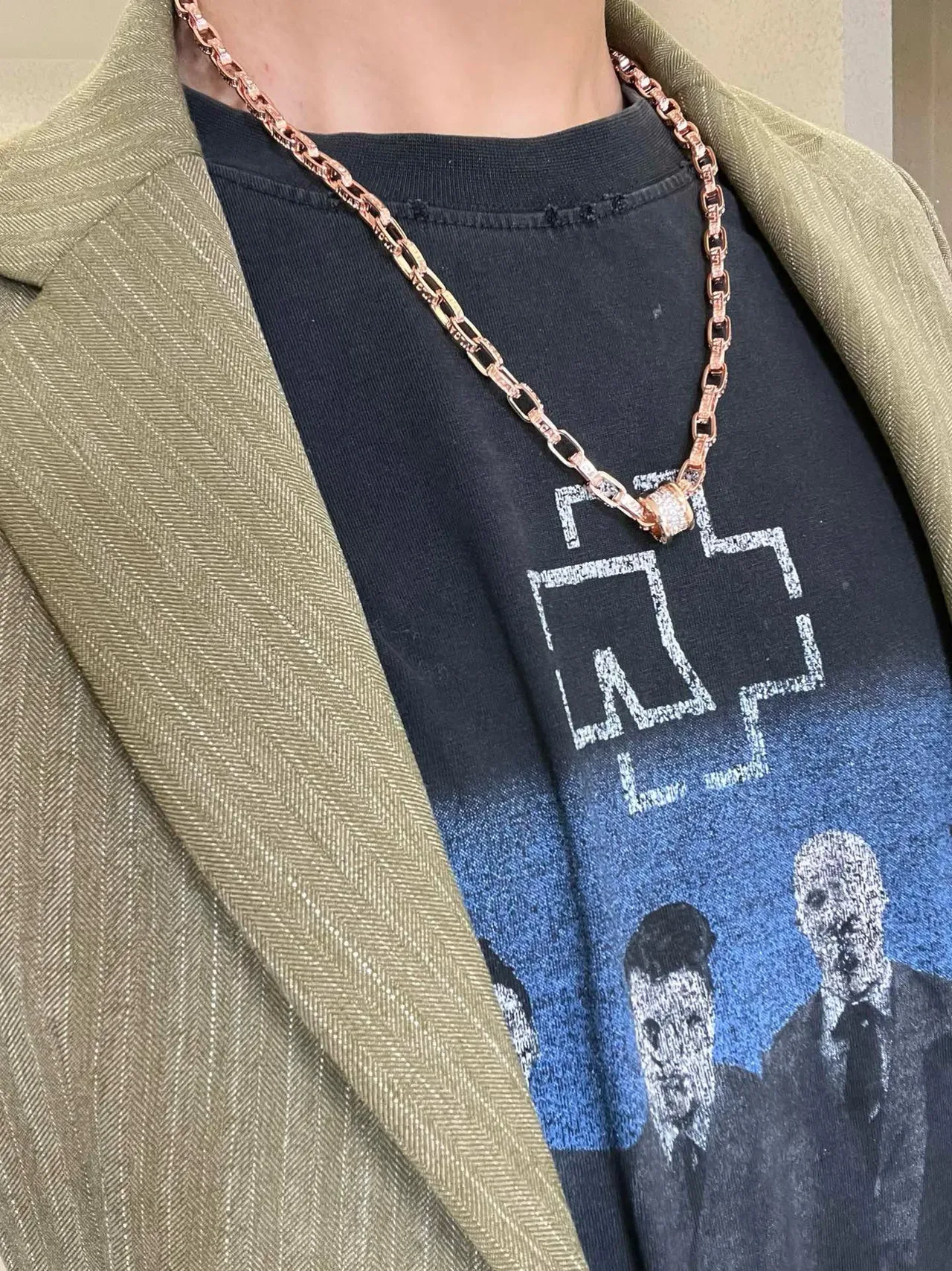 Tiffany & Co. HardWear Rose Gold Pavé Diamond Link Necklace 2