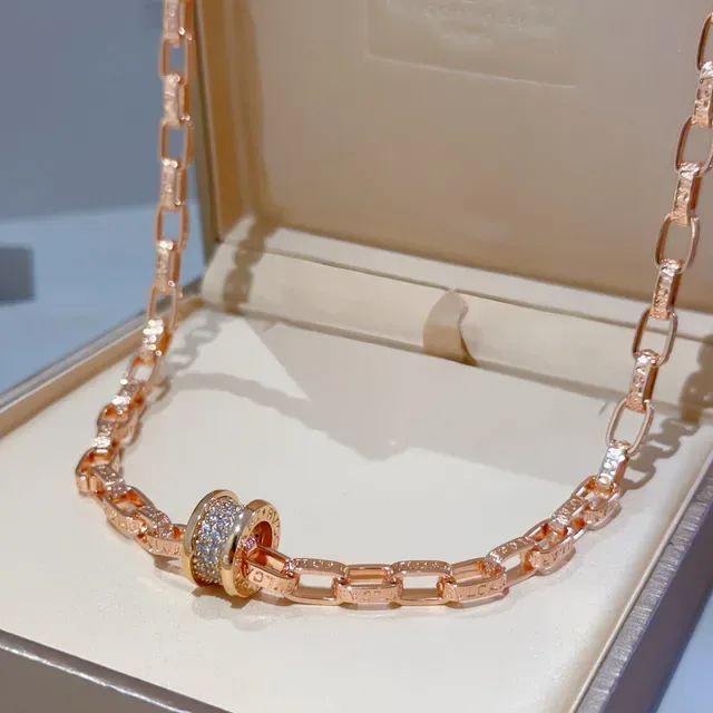 Tiffany & Co. HardWear Rose Gold Pavé Diamond Link Necklace 3