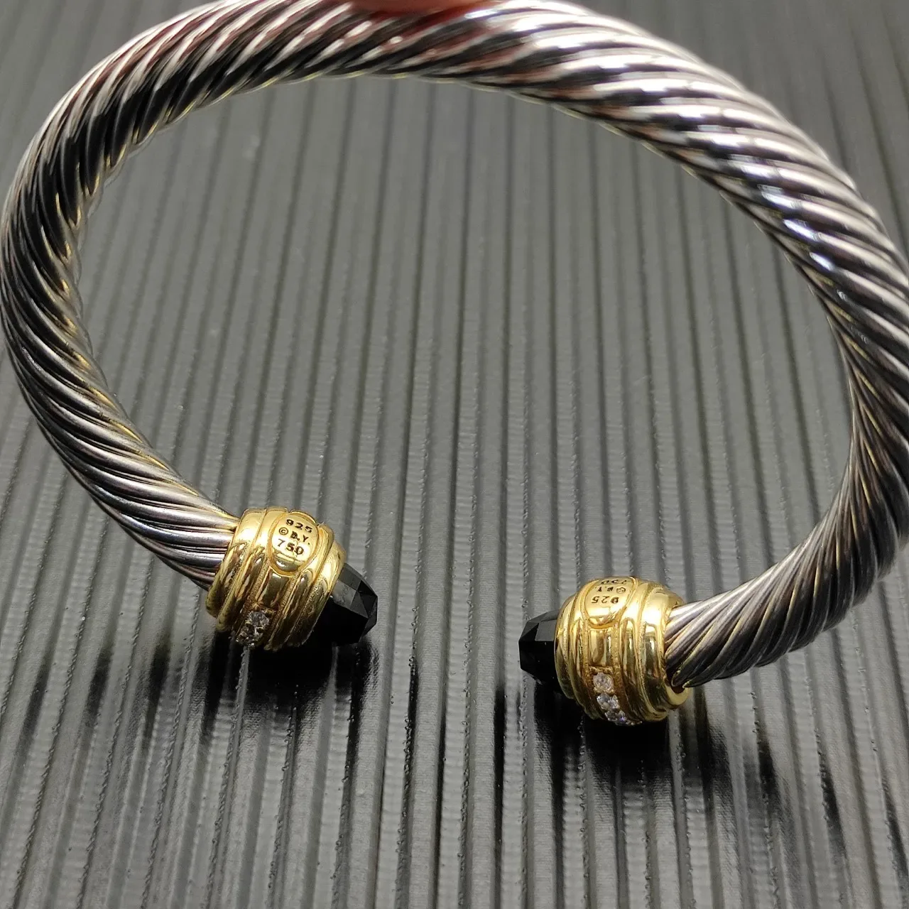 Tiffany & Co. HardWear Twisted Cable Bicolor Onyx Preto Bracelete 5
