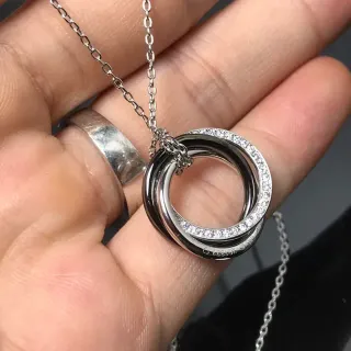 Tiffany & Co. Triple Interlocking Ring Pavé Necklace