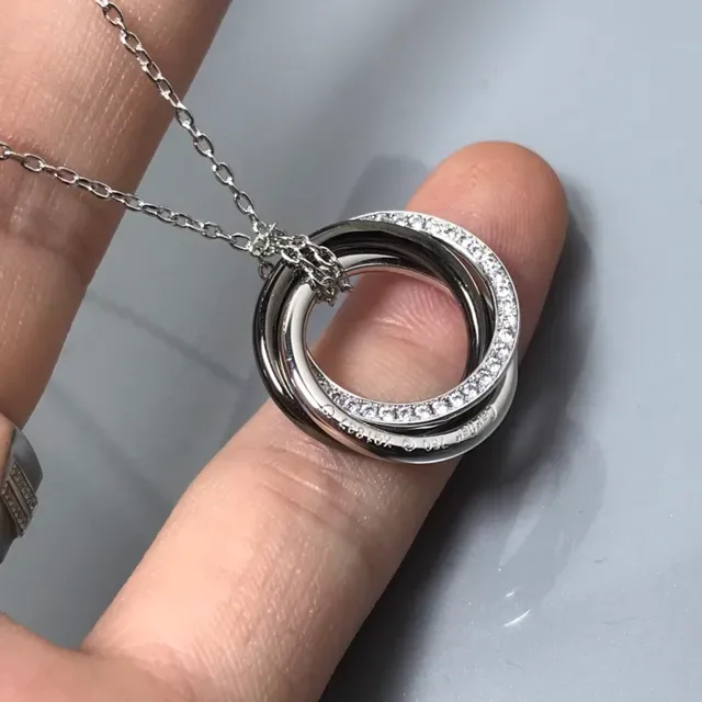 Tiffany & Co. Triple Interlocking Ring Pavé Necklace 4