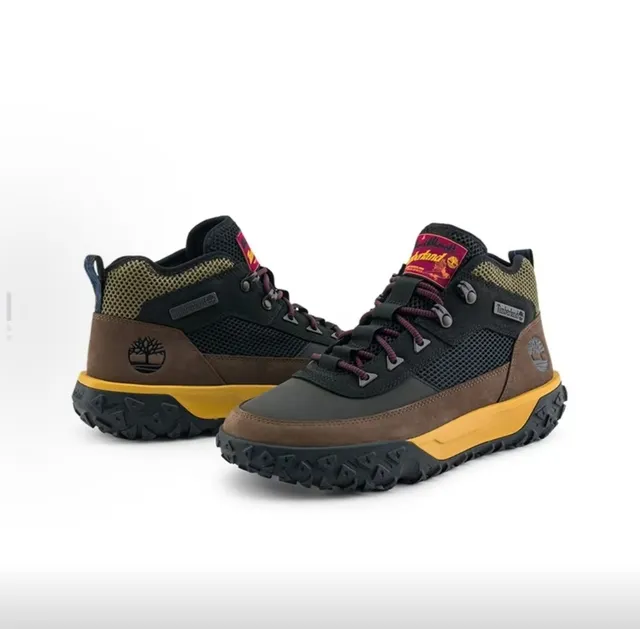Timberland Preto Marrom Botina de Corte Médio Mesh-Suede Hybrid Upper Botas de Caminhada 3
