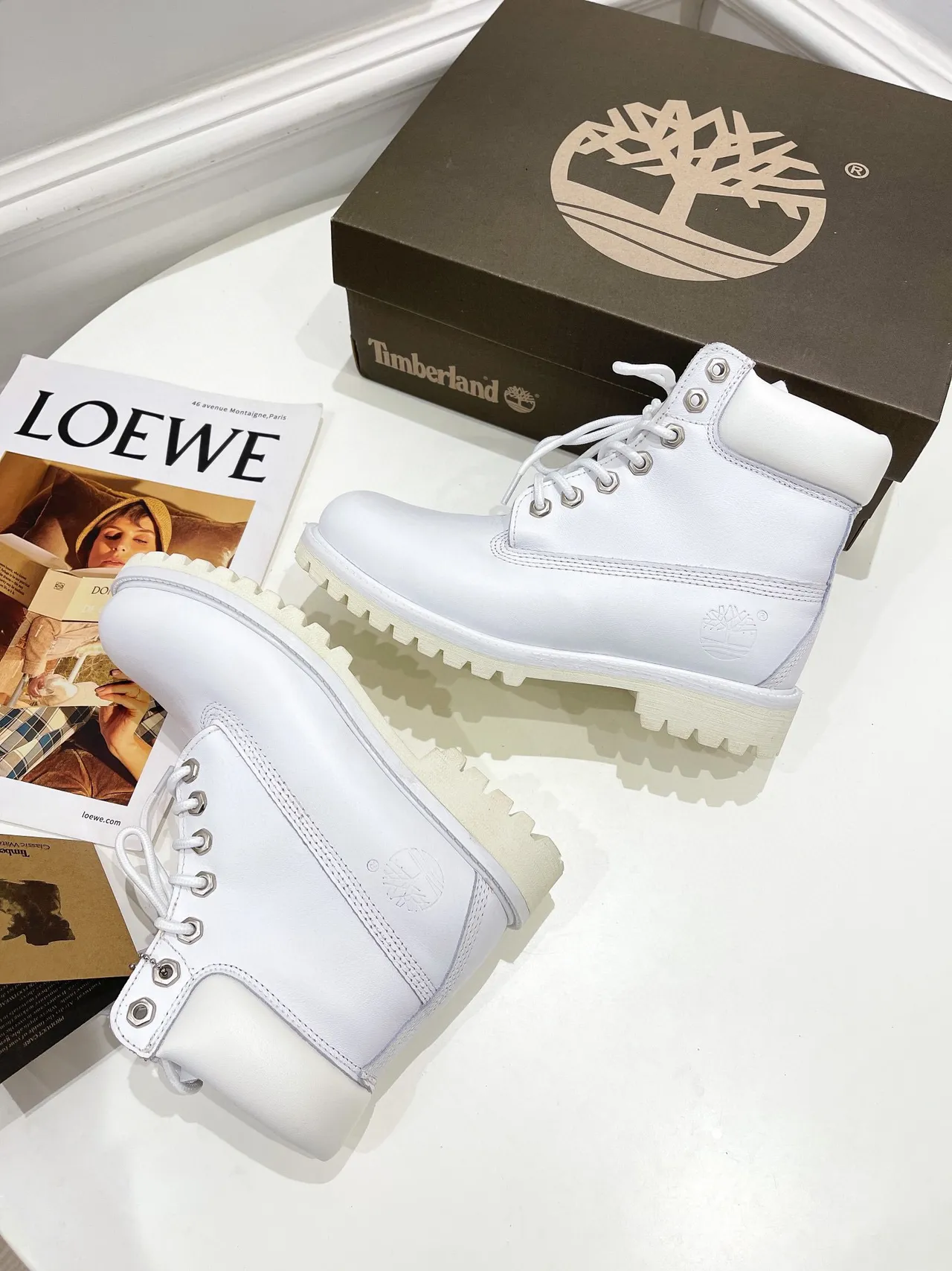 Timberland Premium 6-Inch White Leather Work Boots 5
