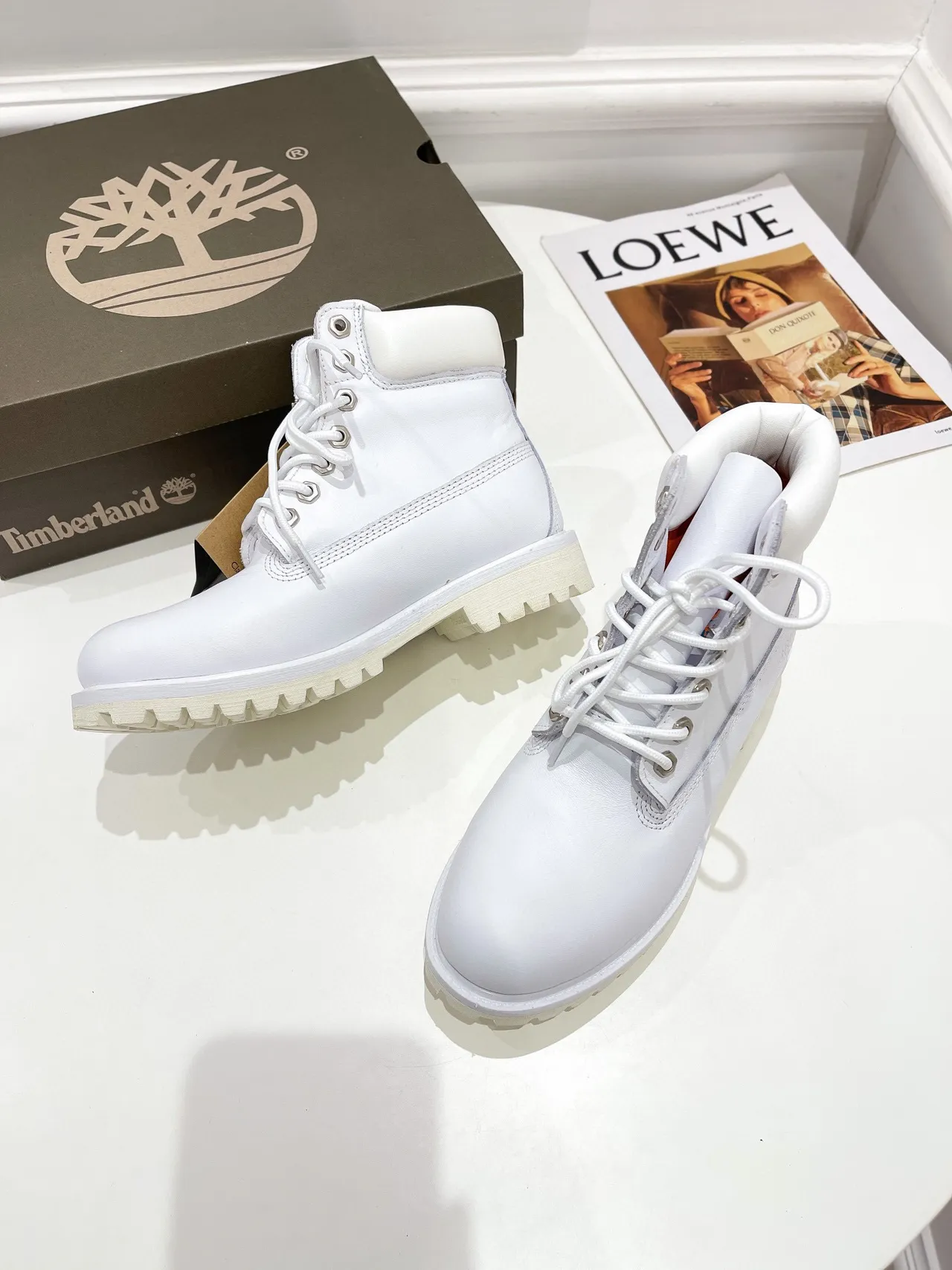 Timberland Premium 6-Inch White Leather Work Boots 6