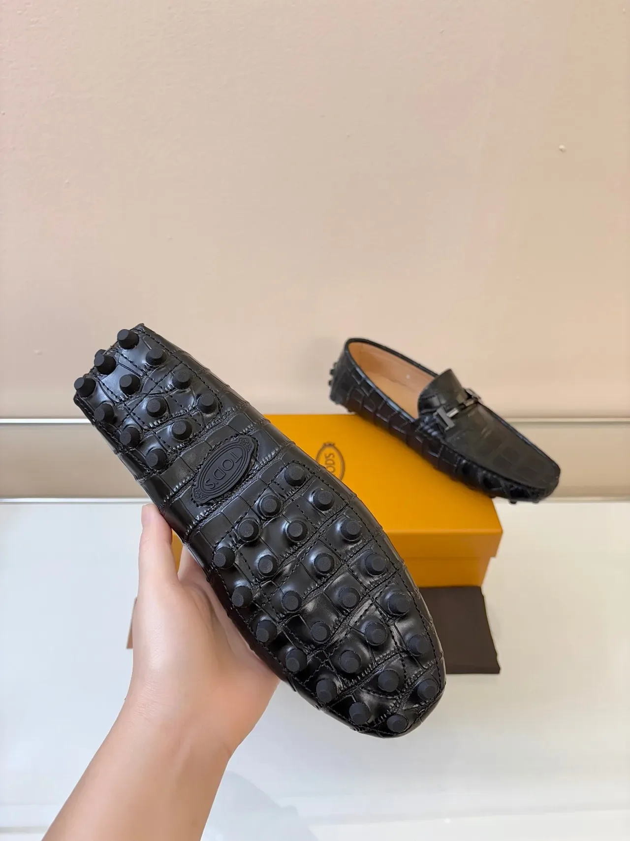Tod's Gommino Loafer Black Croc-Embossed Leather Horsebit Buckle Loafer 5