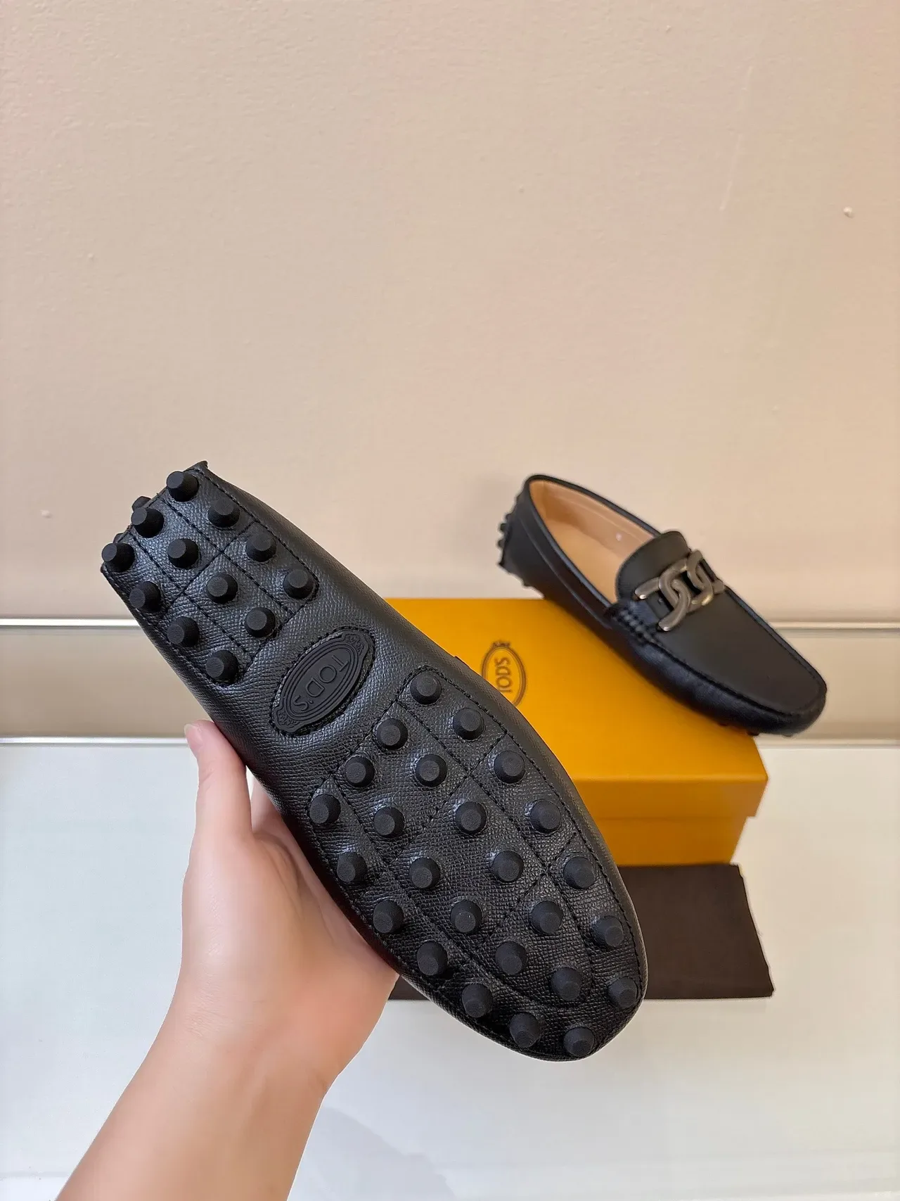 Tod's Gommino Loafer Couro Texturizado Preto Sola Pebble Mocassins 5