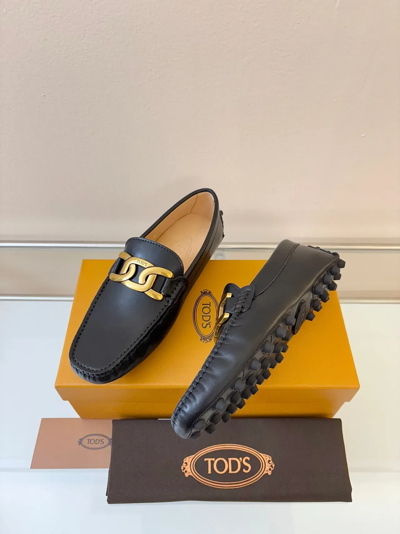 Tod's Horsebit Loafer Preto Dourado Couro Fivela Loafer 2