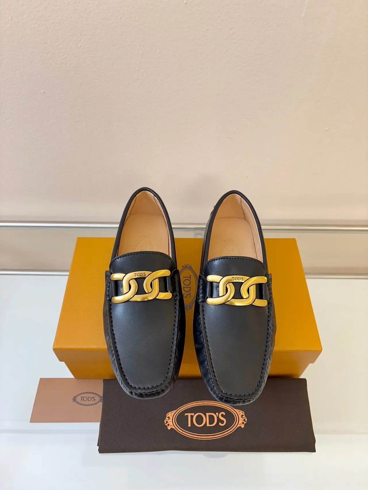 Tod's Horsebit Loafer Preto Dourado Couro Fivela Loafer 6