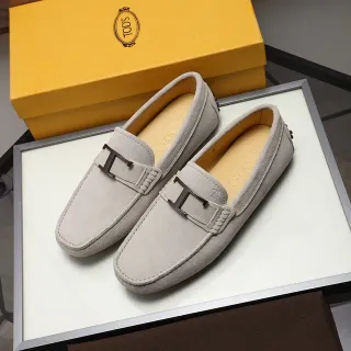 Tod's Gommino Loafer Beige Piel de ante H-Bar Buckle Mocasin