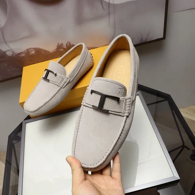 Tod's Gommino Loafer Bege Camurça H-Bar Buckle Mocassins 7